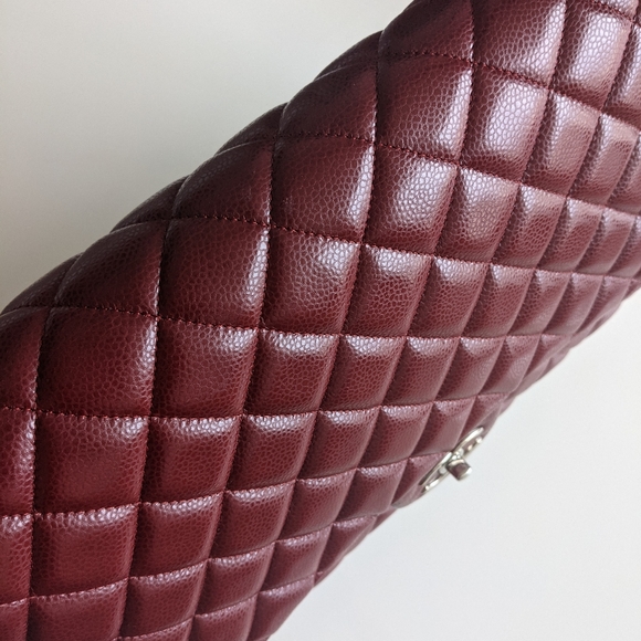 Chanel Maxi burgundy red caviar silver double flap - Picture 6 of 14